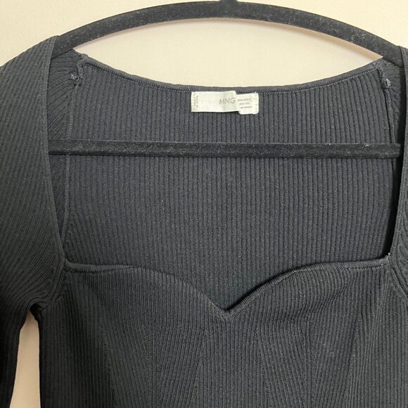 Mango Ribbed Sweetheart Neckline Top - Picture 2 of 3